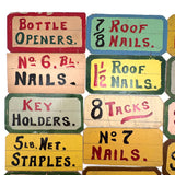 Lot of Fifteen Small Hand-painted Cardboard General Store Signs
