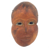 Curious Carved Folk Art Face / Mask with Blue Glass Eyes, Signed B. McInnis Bickerton