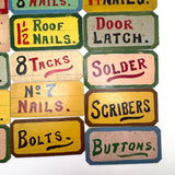 Lot of Fifteen Small Hand-painted Cardboard General Store Signs