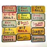 Lot of Fifteen Small Hand-painted Cardboard General Store Signs