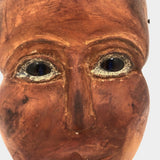Curious Carved Folk Art Face / Mask with Blue Glass Eyes, Signed B. McInnis Bickerton