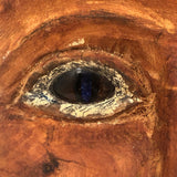 Curious Carved Folk Art Face / Mask with Blue Glass Eyes, Signed B. McInnis Bickerton