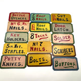 Lot of Fifteen Small Hand-painted Cardboard General Store Signs