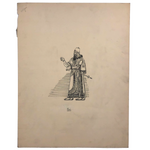 Egyptian "Roi", C. 1920s-30s Detailed French Ink Drawing