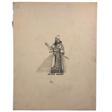 Egyptian "Roi", C. 1920s-30s Detailed French Ink Drawing