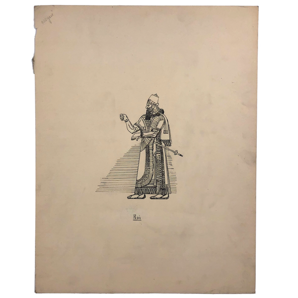 Egyptian "Roi", C. 1920s-30s Detailed French Ink Drawing
