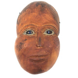Curious Carved Folk Art Face / Mask with Blue Glass Eyes, Signed B. McInnis Bickerton