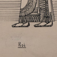 Egyptian "Roi", C. 1920s-30s Detailed French Ink Drawing