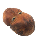 Curious Carved Folk Art Face / Mask with Blue Glass Eyes, Signed B. McInnis Bickerton