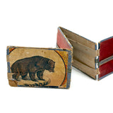 Wonderful Antique Handmade Jacob's Ladder Toy with Great Papers and Striped Cloth Ribbon