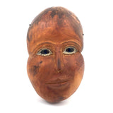 Curious Carved Folk Art Face / Mask with Blue Glass Eyes, Signed B. McInnis Bickerton