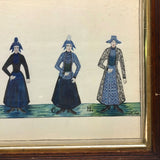 Fantastic Antique Folk Art Costumes Watercolor on Laid
