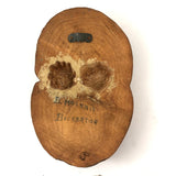 Curious Carved Folk Art Face / Mask with Blue Glass Eyes, Signed B. McInnis Bickerton