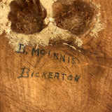 Curious Carved Folk Art Face / Mask with Blue Glass Eyes, Signed B. McInnis Bickerton