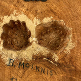 Curious Carved Folk Art Face / Mask with Blue Glass Eyes, Signed B. McInnis Bickerton