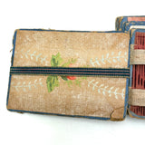 Wonderful Antique Handmade Jacob's Ladder Toy with Great Papers and Striped Cloth Ribbon