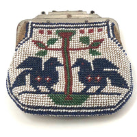Early 20th C. Native American Beaded Coin Purse with Pair of Birds