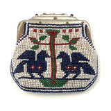 Early 20th C. Native American Beaded Coin Purse with Pair of Birds