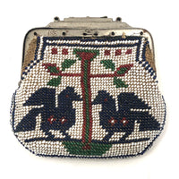 Early 20th C. Native American Beaded Coin Purse with Pair of Birds