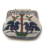 Early 20th C. Native American Beaded Coin Purse with Pair of Birds