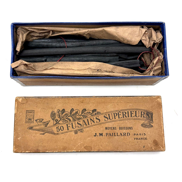 Full Antique Box of J.M Paillard French Charcoal Sticks