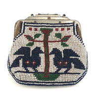 Early 20th C. Native American Beaded Coin Purse with Pair of Birds