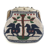 Early 20th C. Native American Beaded Coin Purse with Pair of Birds