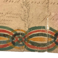 SOLD 1817-18 Hand-painted Rewards of Merit with Watercolors and Incredible Hand-sewn Mends