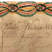 SOLD 1817-18 Hand-painted Rewards of Merit with Watercolors and Incredible Hand-sewn Mends