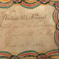 SOLD 1817-18 Hand-painted Rewards of Merit with Watercolors and Incredible Hand-sewn Mends