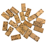 21 Very Lovely Antique Handmade Wooden Dominoes with Inlaid Pips