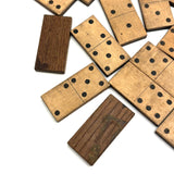 21 Very Lovely Antique Handmade Wooden Dominoes with Inlaid Pips