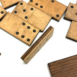 21 Very Lovely Antique Handmade Wooden Dominoes with Inlaid Pips
