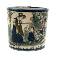 A (Much Loved) Token of Love, Scarce Early (1820s) Creamware Child's Mug with Sweet Old Repairs