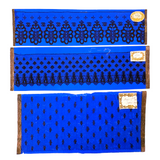 Three Antique French Black Lace Samples Mounted on Brilliant Blue
