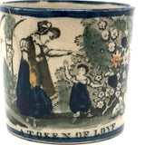 A (Much Loved) Token of Love, Scarce Early (1820s) Creamware Child's Mug with Sweet Old Repairs