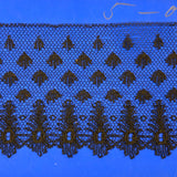 Three Antique French Black Lace Samples Mounted on Brilliant Blue