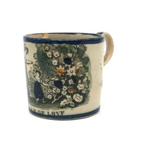 A (Much Loved) Token of Love, Scarce Early (1820s) Creamware Child's Mug with Sweet Old Repairs