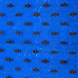 Three Antique French Black Lace Samples Mounted on Brilliant Blue