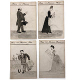 Antique British Hand-drawn Happy Families Deck of 48 Oversize Cards