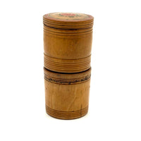 Lovely Pair of 19th Century Treen Boxes with Paint Decorated, Threaded Lids