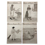 Antique British Hand-drawn Happy Families Deck of 48 Oversize Cards