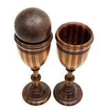 Lovely Pair of Treen Goblets with Marquetry Darning Ball, Sold as Set