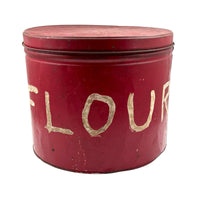 Huge Painted Red FLOUR Tin with Excellent Lettering