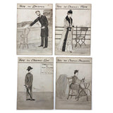 Antique British Hand-drawn Happy Families Deck of 48 Oversize Cards