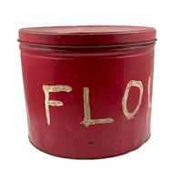 Huge Painted Red FLOUR Tin with Excellent Lettering