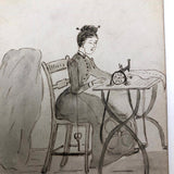 Antique British Hand-drawn Happy Families Deck of 48 Oversize Cards