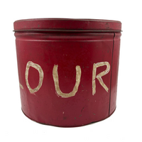 Huge Painted Red FLOUR Tin with Excellent Lettering