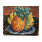 Excellent Antique Pineapple and Bananas Oil On Canvas Still Life Signed John Phillip