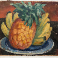 Excellent Antique Pineapple and Bananas Oil On Canvas Still Life Signed John Phillip
